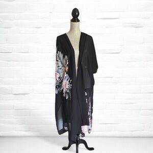La Vie En Rose Black Swim Coverup Kimono